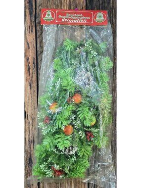 VTG Christmas Greenery Commodore Boutique Candle Centerpiece Retro Kitchy 16"